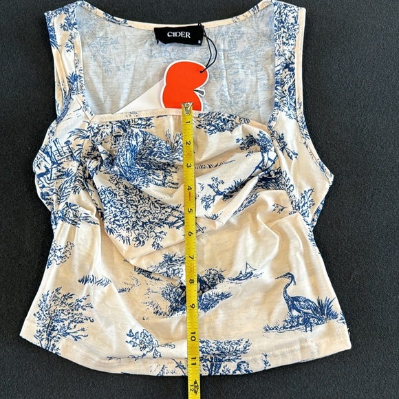 NEW Toile De Jouy Square Neck Tank Top - Picture 6 of 12